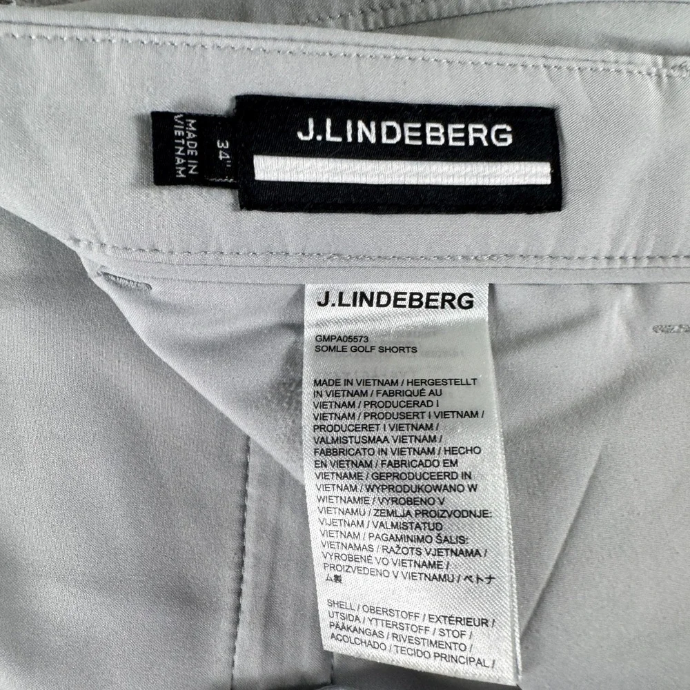 J.Lindeberg Somle Golf Shorts Mens 34 Light Grey Performance Technical GMPA05573